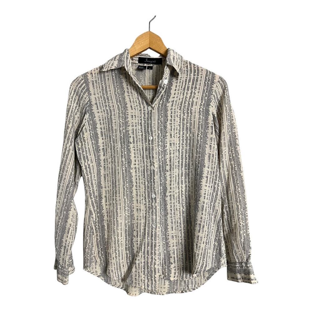 Vintage imagine Silk Button Down Womens Blouse Shirt Top 2 Career Preppy twee